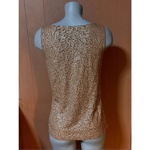 Talbots Petites Tan Brown Sequin Tank Top M - Picture 2 of 9